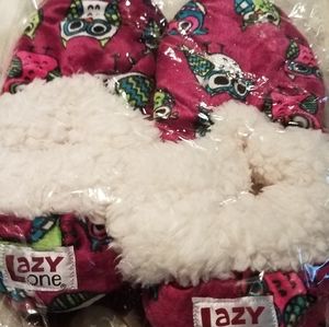 Purple house slippers with owls